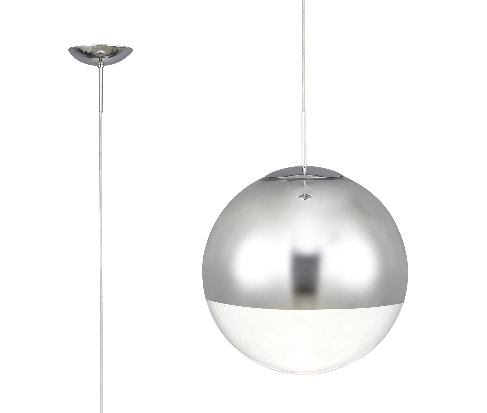 D0125  Miranda 30cm Glass Pendant 1 Light Polished Chrome